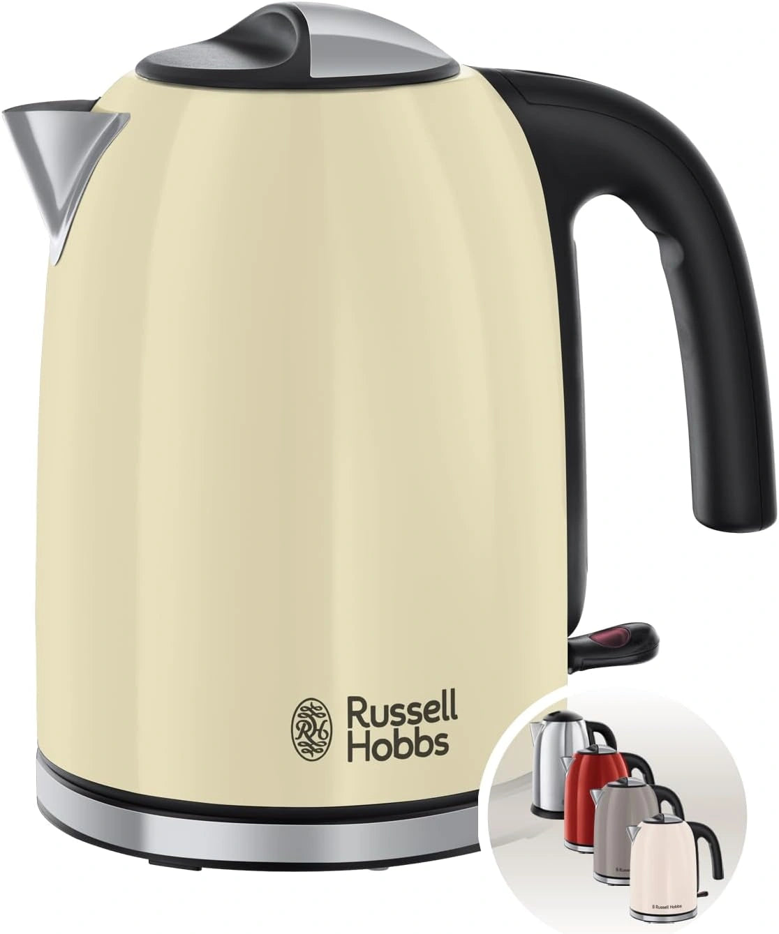 Czajnik elektryczny Russell Hobbs – stal nierdzewna, kolor beżowy, moc 2400 W, pojemność 1,7 l, do codziennego zastosowania