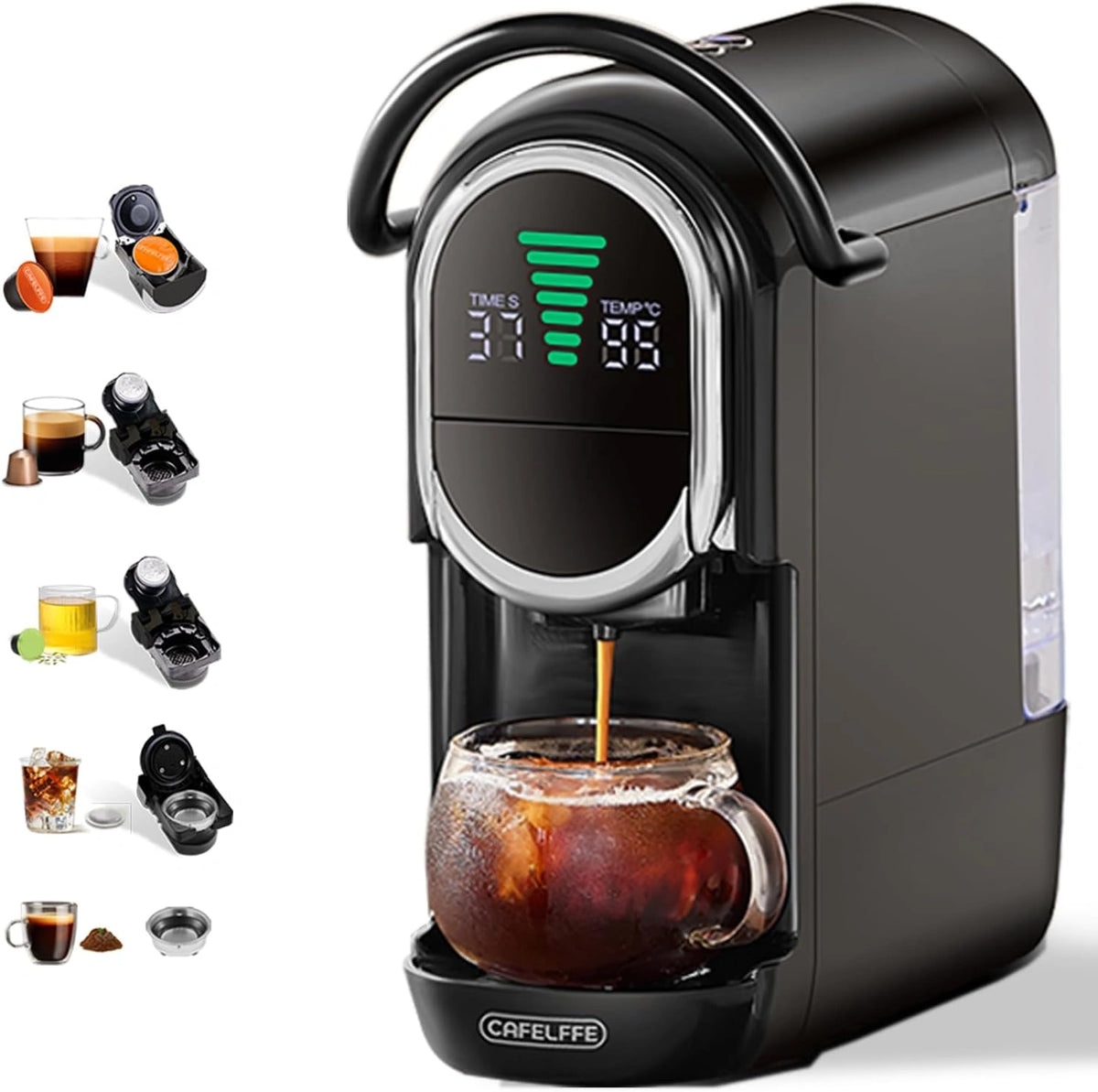 Ekspres do kawy CAFELFFE MK-609S – konstrukcja 4 w 1, kolor czarny, do domu lub biura