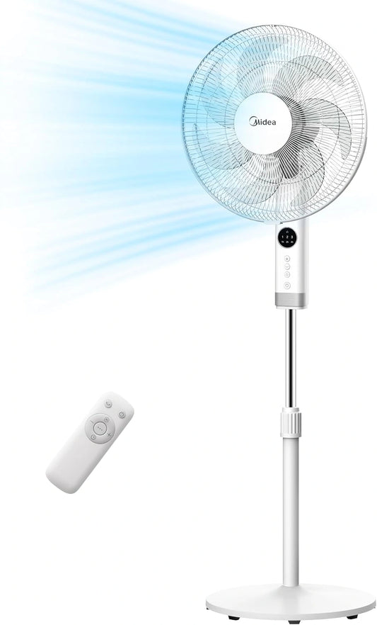 Wentylator Midea MFS400R0APW – programator czasowy, oświetlenie LED, kolor biały, moc 50 W, do domu lub biura
