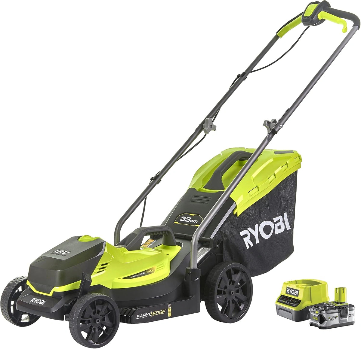 Kosiarka do trawy Ryobi RLM18X33B40 – akumulator 4,0 Ah, napięcie 18 V, do zgodnych urządzeń lub pojazdów