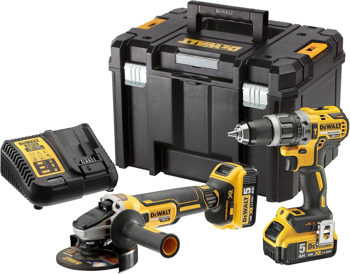 Zestaw elektronarzędzi Dewalt – kolor czarny i żółty, moc 460 W, napięcie 18 V, wymiary 44.5 x 33.5 x 30 cm, do prac warsztatowych i remontowych
