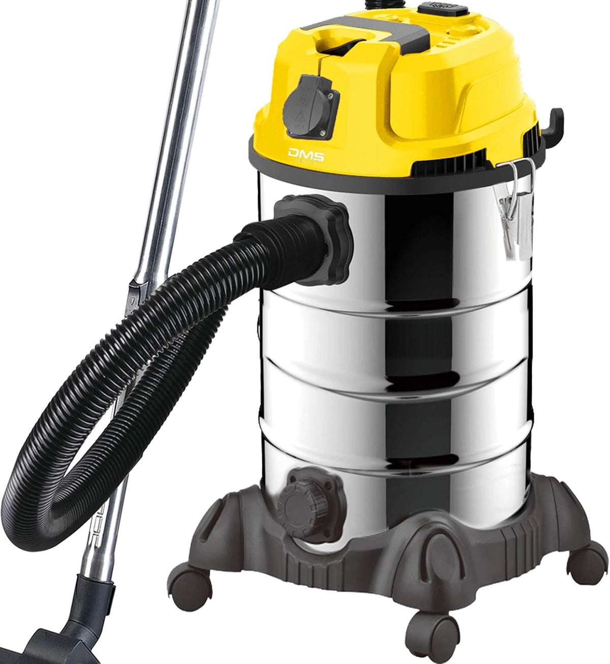 Odkurzacz DMS – stal nierdzewna, kolor żółty, moc 2300 W, pojemność 30 l, do pielęgnacji podłóg